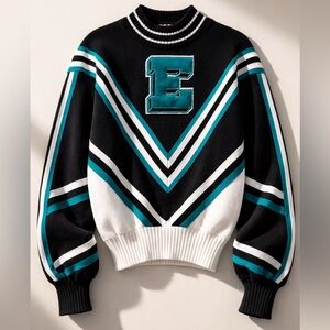 Dehen 1920 Portland Varsity Sweater Letter E Black Teal USA